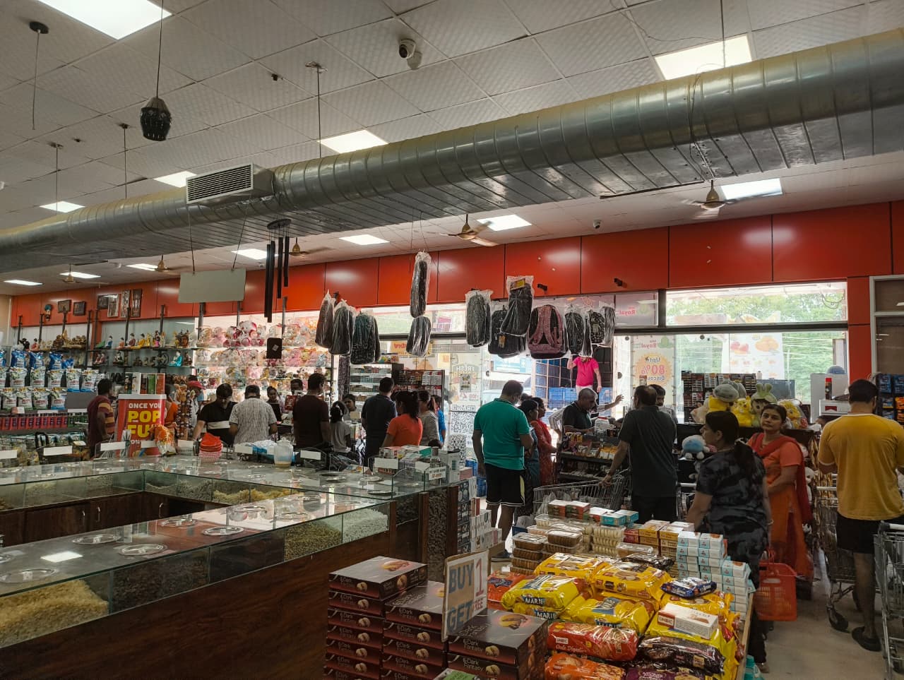 Customers at the checkout counter